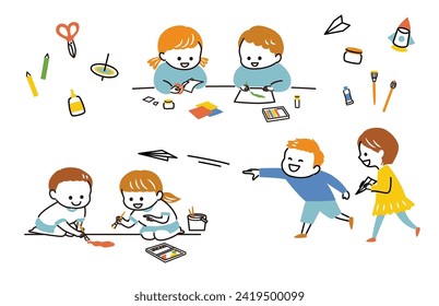 simple illustration of children and craft