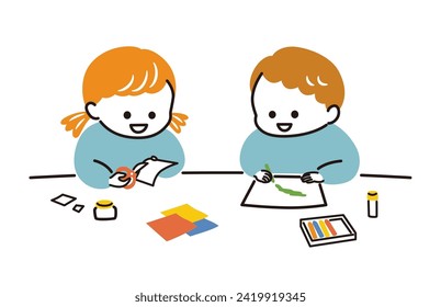 simple illustration of children and craft