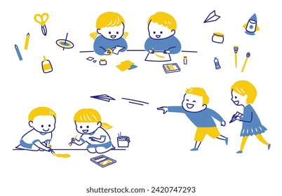 simple illustration of children and craft