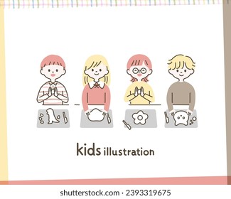 Una simple ilustración de niños jugando con arcilla