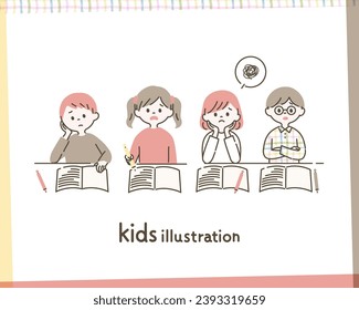 A simple illustration of children studying