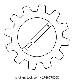 Simple illustration of chisel icon in gear for app or web