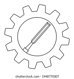 Simple illustration of chisel icon in gear for app or web