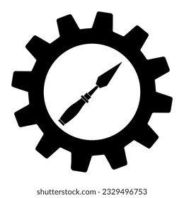 Ilustración simple del icono del cincel en marcha para aplicación o web
