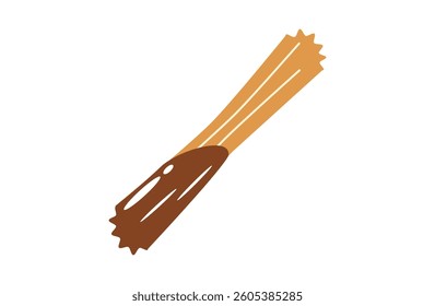 A simple illustration of churros coated with stick-shaped chocolate.