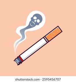 Simple illustration of a cigarette with smoke