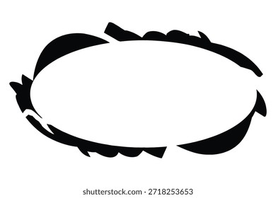 Una ilustración simple de un marco circular con bordes irregulares sobre un fondo blanco