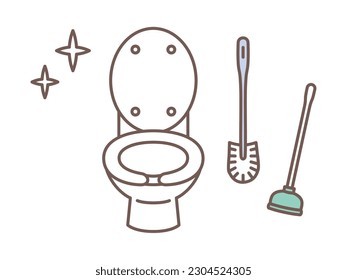 simple illustration of cleaning toilet
