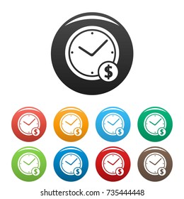 Simple illustration of clock money vector icons isolated on white background