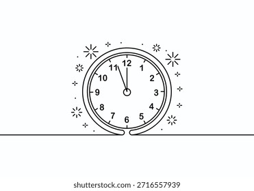 Simple Illustration of a Clock Showing Eleven Fifty Nine