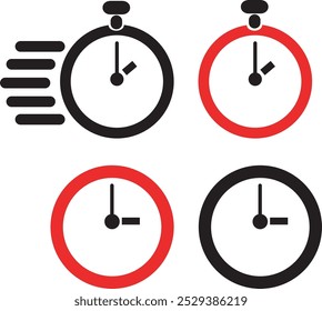 A simple illustration of clocks displaying different time positions. Ideal for projects related to time management, productivity, or scheduling.

