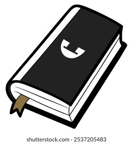 A simple illustration of a closed book with a bookmark, perfect for educational materials, children's books, or any project related to reading and literature.