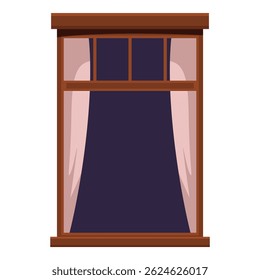 Simple illustration of a closed window with pink curtains, perfect for representing a house