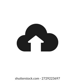 Ilustración simple de un icono de nube con una flecha hacia arriba