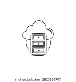 Simple illustration of cloud server storage system with transparent background