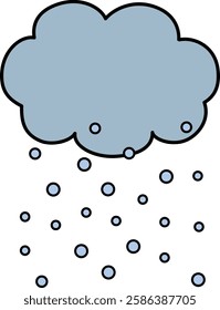 A simple illustration of a cloud with snow falling