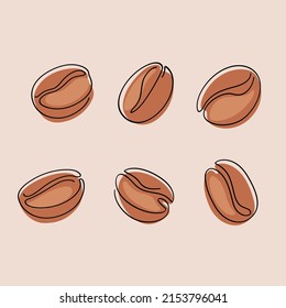 Simple illustration with coffee beans. Flat vector illustration of coffee grain