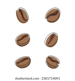 Simple illustration with coffee beans. Flat vector illustration of coffee grain.