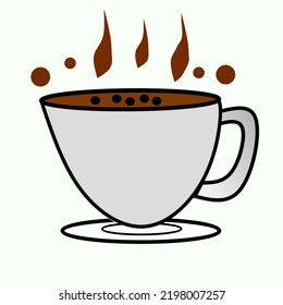 SIMPLE ILLUSTRATION OF COFFEE CUP WITH WHITE BACKGROUND.