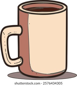 A simple illustration of coffee mug filled with warm beverage