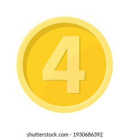 Simple illustration of coin with number four Concept of internet icon