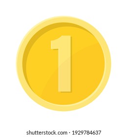 Simple illustration of coin with number one Concept of internet icon
