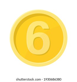 Simple illustration of coin with number six Concept of internet icon