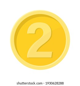 Simple illustration of coin with number two Concept of internet icon