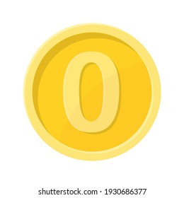 Simple illustration of coin with number zero Concept of internet icon