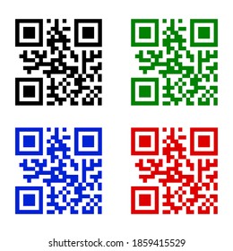 Simple illustration. colored qr code set. Line icon. Phone icon vector. App interface template.
