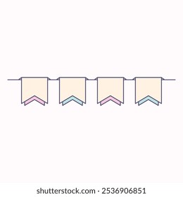 A simple illustration of colorful decorative banners.