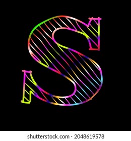 simple illustration colorful letter s, simple vector letter s stripes
