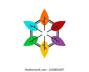 simple illustration colorful penta leaf.