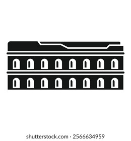 Simple illustration of the colosseum facade, highlighting its arches and historical significance