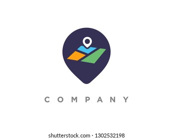 Simple illustration combination pin and map icon.