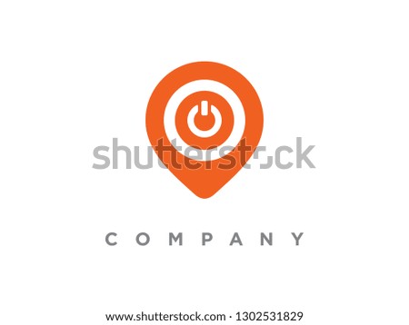 Simple illustration combination pin maps and power icon.