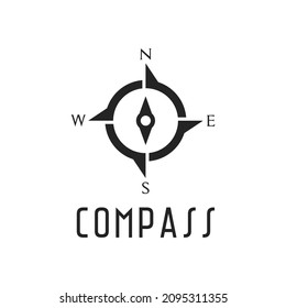 Simple illustration compass logo design with four cardinal directions east, west, south and north