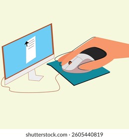 simple illustration of a computer and a mouse vector design clean and unique latest 