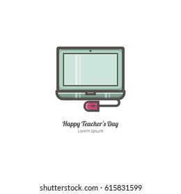 Simple illustration of computers. Isolated background. The perfect logo for your business. The educational series.
