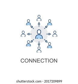 einfaches Icon zur Illustration CONNECTION mit blauen und leicht grauen Linien, geeignet für die Verwendung in Ihrem Präsentationsgeschäft, Website-Icon, Marketing-Tools, einfach und einfach anzuwenden