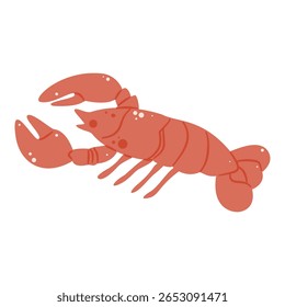 Ilustração simples de um camarão vermelho cozido ou camarão, ideal para frutos do mar, comida e temas oceânicos.