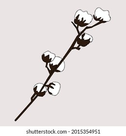 Ilustración simple de la rama de algodón