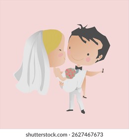 ilustração simples de um casal se casando