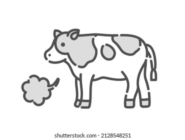 A simple illustration of a cow burping.