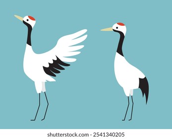 A simple illustration of a crane seen from the side