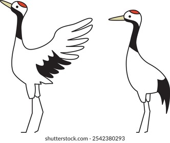 A simple illustration of a crane seen from the side