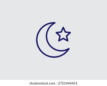 Ilustração simples de lua crescente e estrela