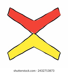 ilustración simple con una cruz usando rojo y amarillo