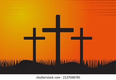 simple illustration of the crucifixion of jesus christ on the mountain