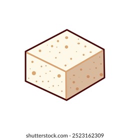 Simple illustration of cube-shaped tofu slices in cartoon style. Perfect for use in food-related projects, vegetarian content, and culinary designs that focus on healthy plant-based ingredients